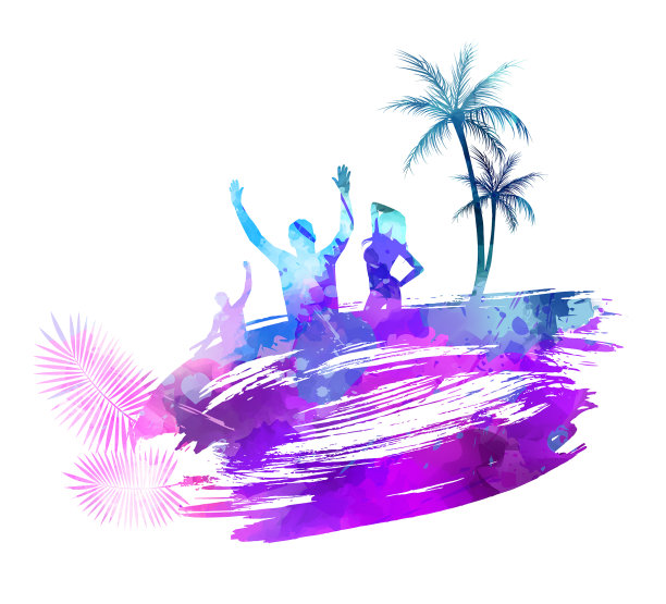 抽象的喷溅形状与剪影图片下载