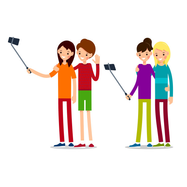 卡通风格的女人自拍图片下载