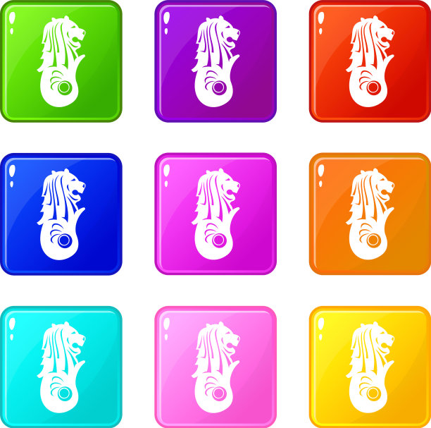 鱼尾狮雕像新加坡图标9集图片下载