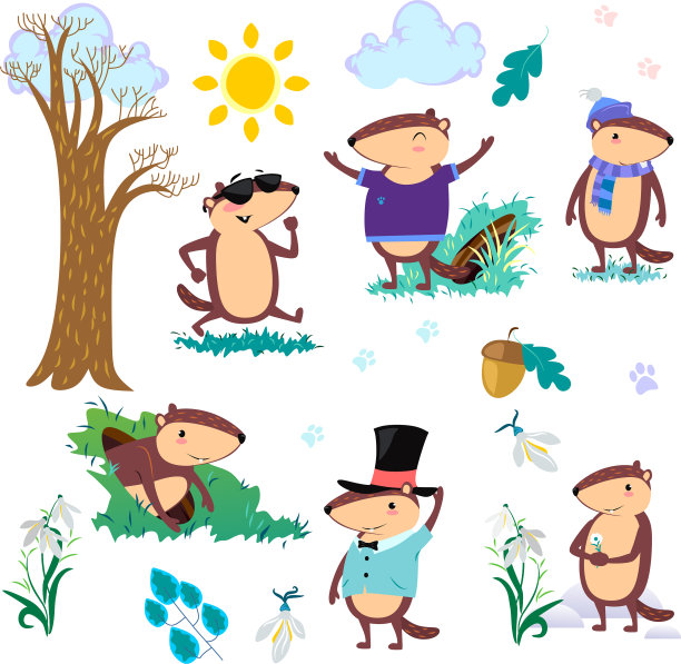 快乐的土拨鼠日设可爱的土拨鼠缸图片下载