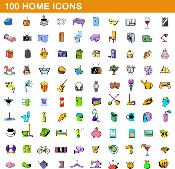 100家图标设置卡通风格图片下载