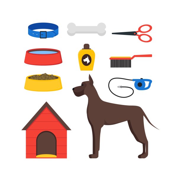 卡通狗狗成套设备图片下载