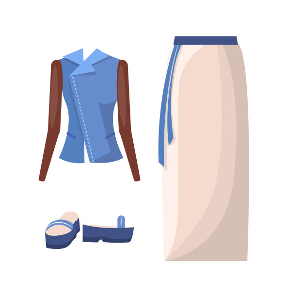 牛仔夹克长裙配皮带和人字拖图片下载