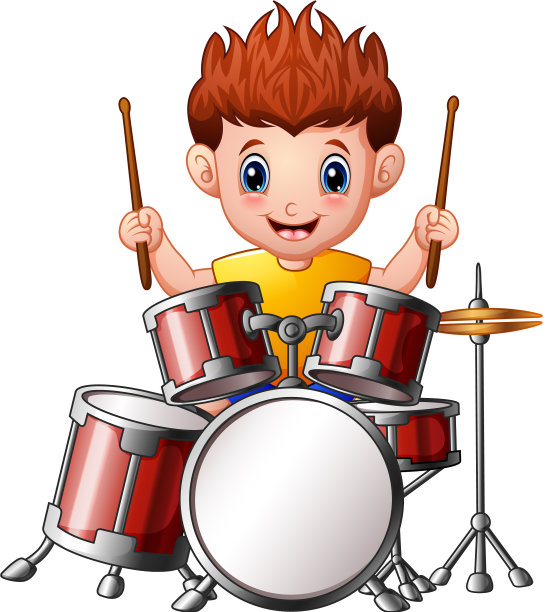 卡通男孩在打鼓图片下载