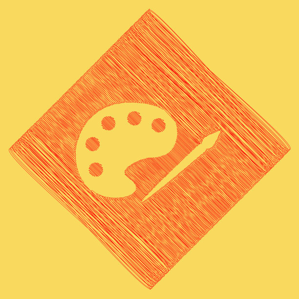 调色板和油漆刷标志红色潦草图片下载