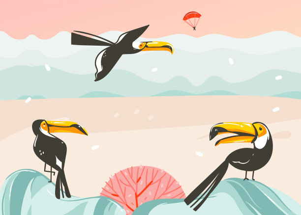 手绘抽象卡通夏日时光图片下载