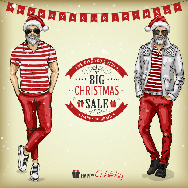 戴着圣诞老人帽的男模特图片下载