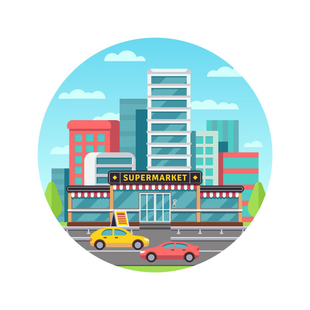 杂货店在现代城市景观图片下载