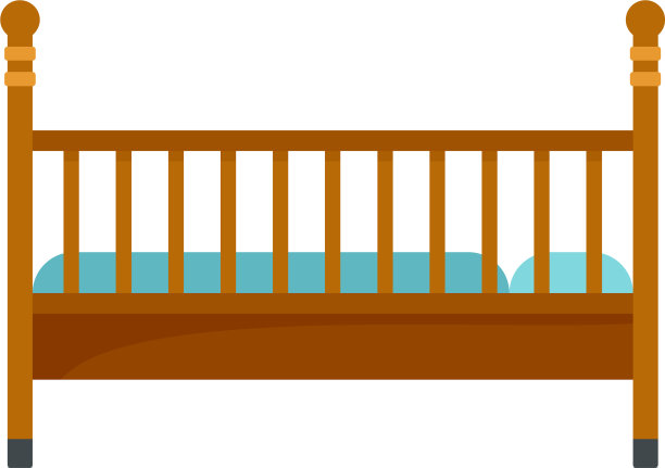 木头婴儿床图标平坦风格图片下载