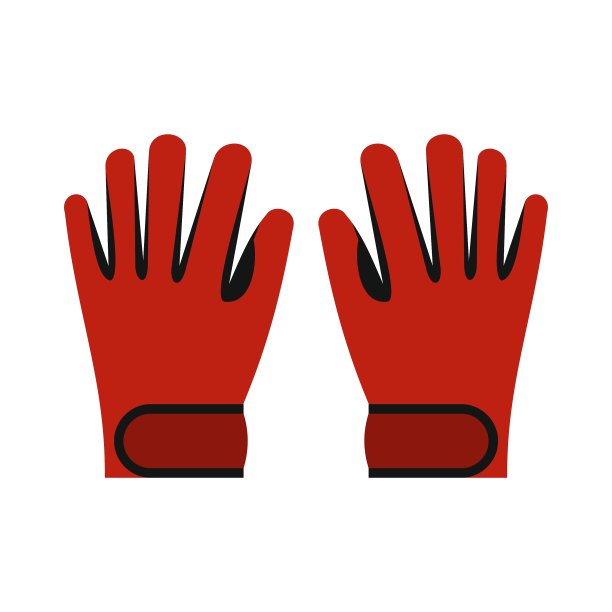 红色冬季滑雪手套图标平风格图片下载