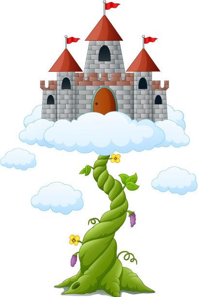 卡通豆芽与云中城堡图片下载