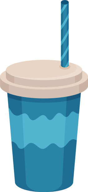 美味的鸡尾酒在蓝色塑料杯与盖图片下载