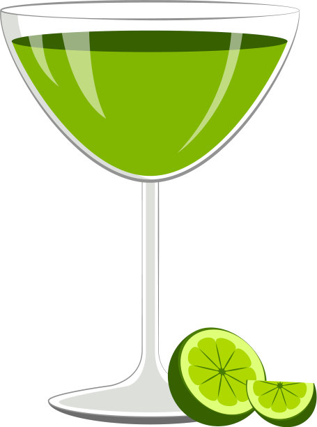 绿色鸡尾酒加柠檬片图片下载