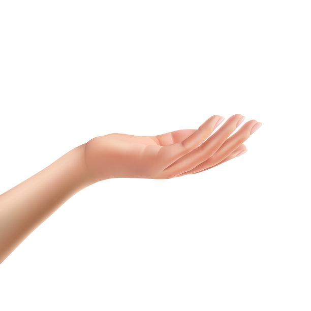 达到了女性手掌上孤立的现实图片下载