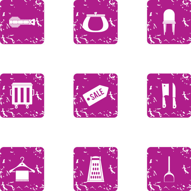 时尚趋势图标设置垃圾摇滚风格图片下载