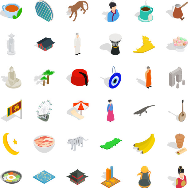 土耳其地标图标设置等距风格图片下载