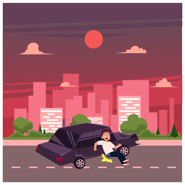 平面卡通行人事故孤立图片下载