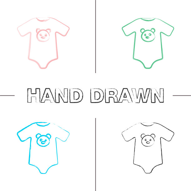 婴儿装手绘图标集图片下载
