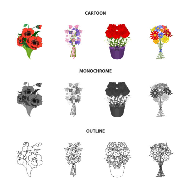 一束鲜花卡通轮廓图片下载