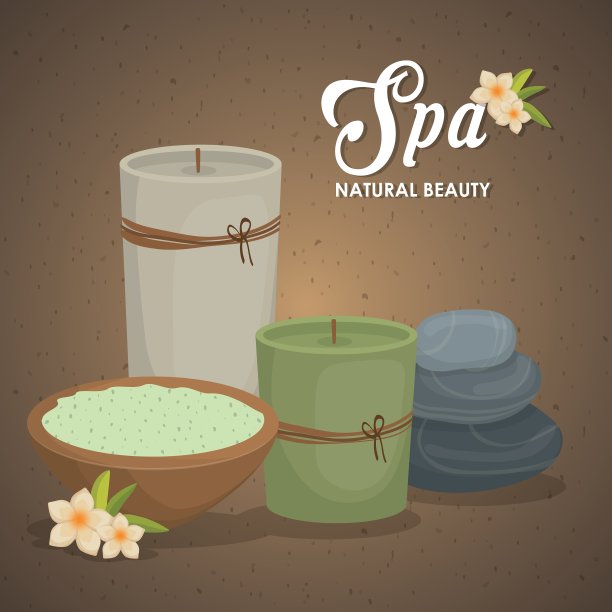 蜡烛和石头图标水疗中心设计图片下载