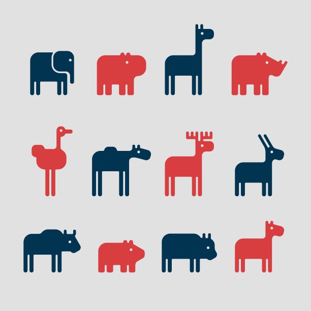 组动物剪影图片下载