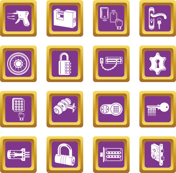 锁门类型图标设置紫色方块图片下载