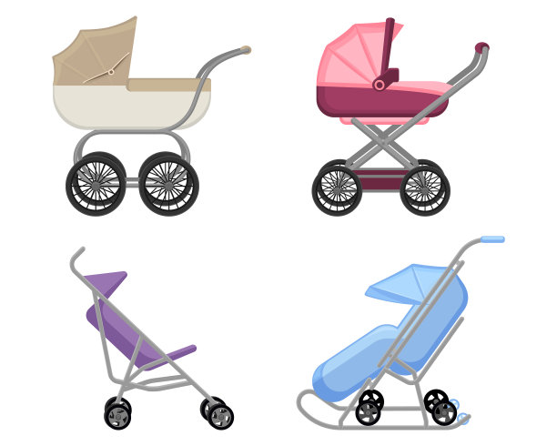 夏季和冬季的婴儿车和婴儿车图片下载