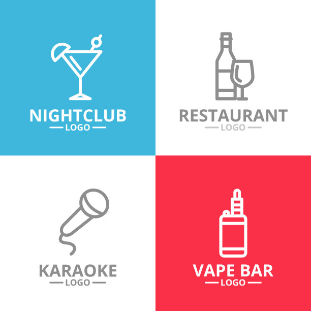 夜店卡拉OK迪斯科鸡尾酒标志图片下载