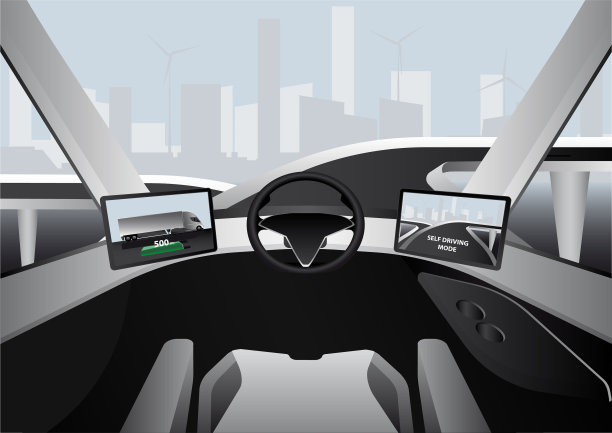 公路上的自动驾驶电动卡车图片下载