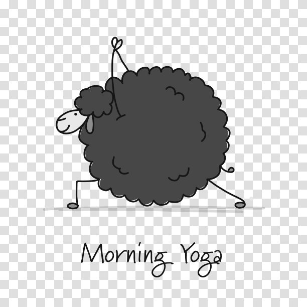 有趣的羊在为你的设计做瑜伽素描图片下载