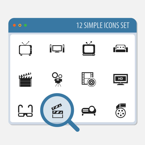 一组12可编辑的电影图标包括符号图片下载