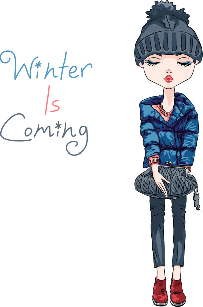 时尚女孩在冬天的衣服图片下载