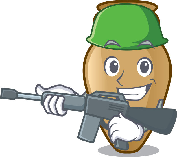 军队双耳罐人物卡通风格图片下载