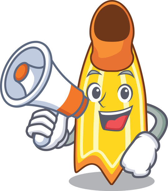 用扩音器游泳鳍的卡通人物图片下载