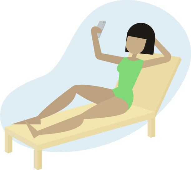 女孩在海滩设计平面图片下载