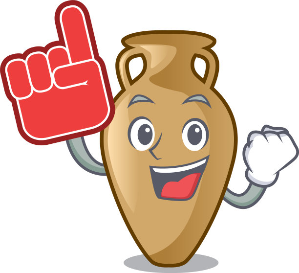 泡沫手指双耳罐吉祥物卡通风格图片下载