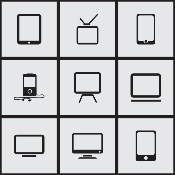 一组9可编辑的设备图标包括符号图片下载