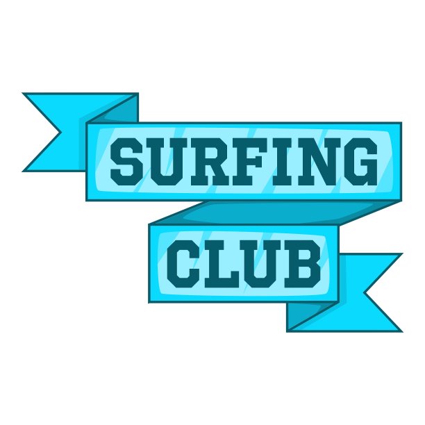 冲浪俱乐部会徽图标卡通风格图片下载