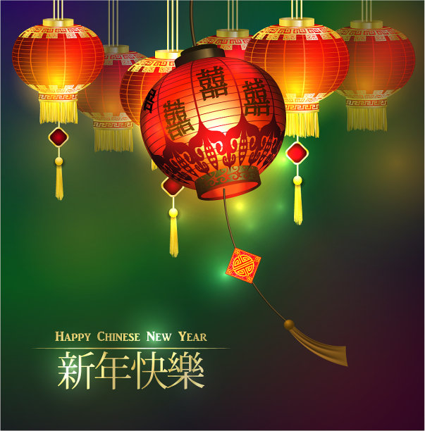 红色的中国传统纸灯笼图片下载