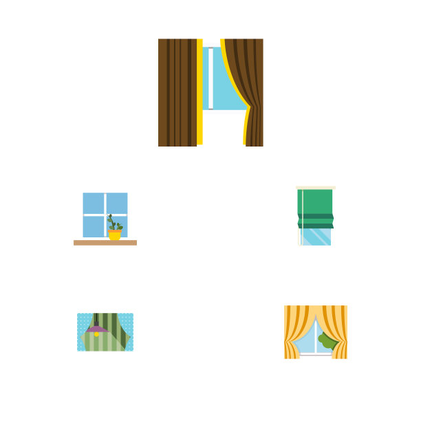 平面图标玻璃套玻璃阳台窗帘和图片下载