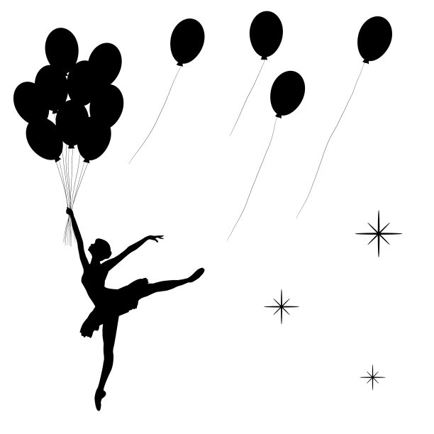 跳舞的芭蕾舞者气球黑色剪影图片下载