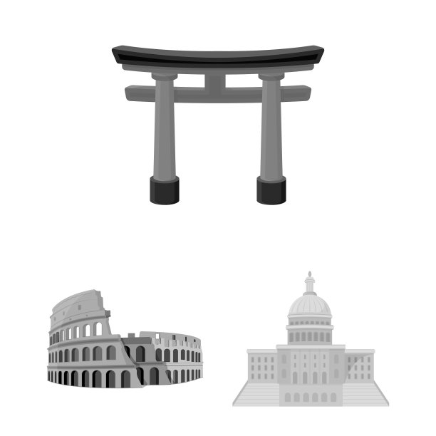 不同国家的风景单色图标图片下载