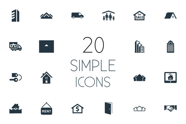 一组简单的属性图标图片下载