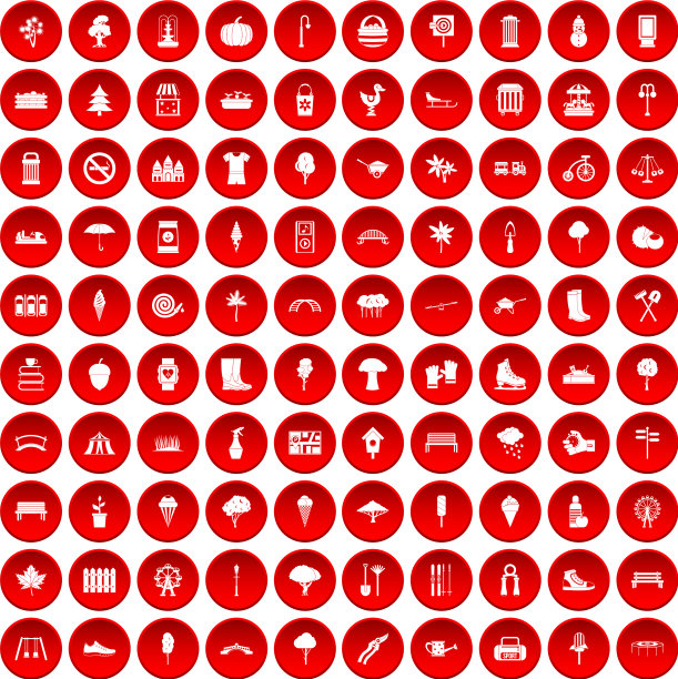 100个公园图标设置为红色图片下载