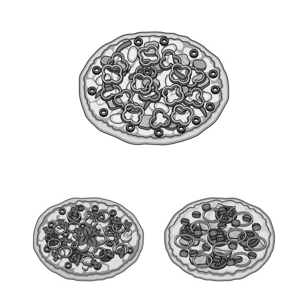 不同的披萨单色图标集合图片下载