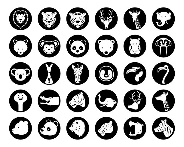 野生动物头部剪影集图片下载