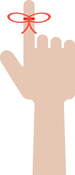 食指上戴着红色蝴蝶结的手图片下载