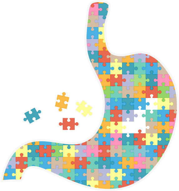 人的胃与彩色拼图隔离在一起图片下载