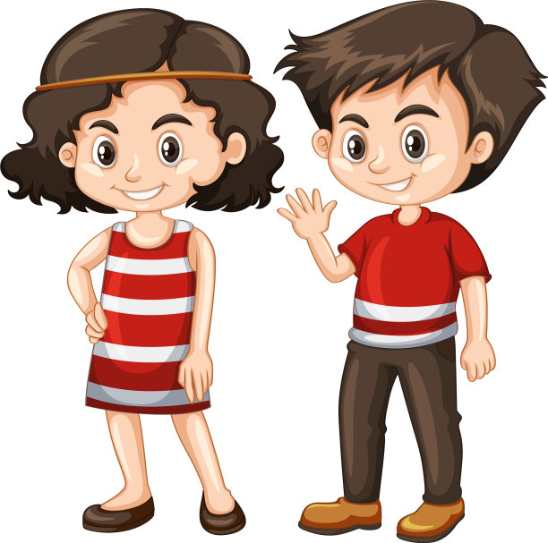 两个快乐的孩子笑容满面图片下载