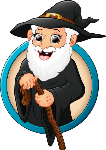 卡通巫婆老人拿着棍子图片下载